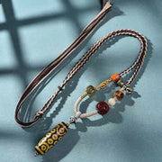 Buddha Stones Tibetan Dzi Bead OM Symbol Protection Wealth Necklace Pendant