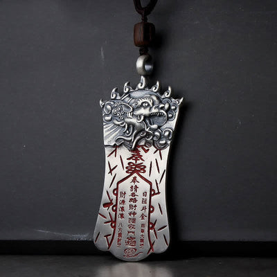 Buddha Stones FengShui Bagua PiXiu Cinnabar Balance Necklace Pendant Necklaces & Pendants BS Cinnabar Cotton Rope