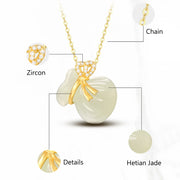 Buddha Stones Natural Hetian White Jade Luck Money Bag Necklace Pendant Necklaces & Pendants BS 8