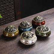 Buddha Stones Flower Pattern Ceramic Blessing Meditation Incense Burner Decoration