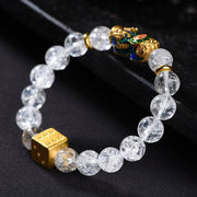 Buddha Stones Color-Changing Pixiu White Crystal Dice Wealth Bracelet Bracelet BS 4