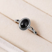 Buddha Stones 925 Sterling Silver Black Onyx Fortune Ring Ring BS 2