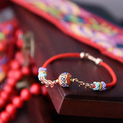 Buddha Stones Auspicious Clouds Leaf Strength Red String Bracelet