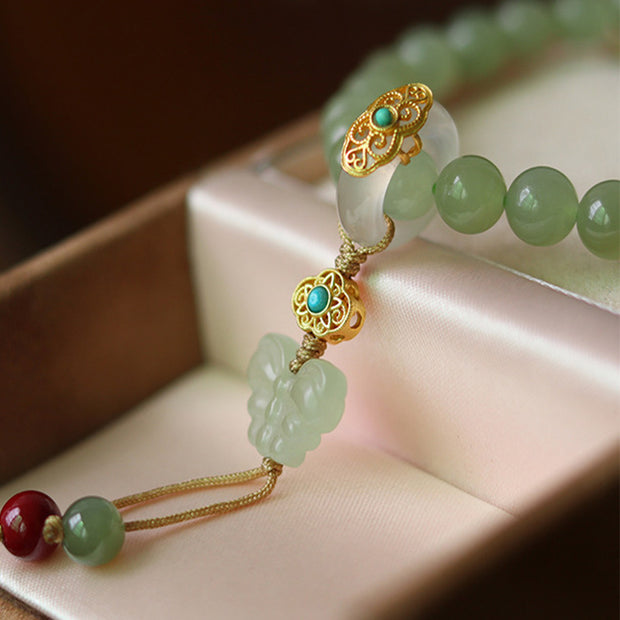 925 Sterling Silver Natural Jade Butterfly Abundance Bracelet (Extra 30% Off | USE CODE: FS30) Bracelet BS 6