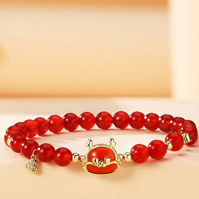 Buddha Stones Year Of The Dragon 925 Sterling Silver Red Agate Love Heart Luck Bracelet Necklace Pendant Bracelet Necklaces & Pendants BS Red Agate Bracelet(Wrist Circumference 14-16cm)