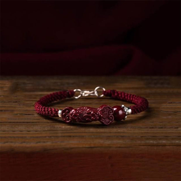 Buddha Stones Handcrafted PiXiu Cinnabar Wealth Luck Braided Bracelet Bracelet BS 4