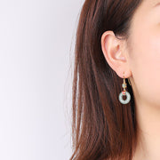 Buddha Stones Cyan Jade Lantern Copper Luck Drop Earrings Earrings BS 3