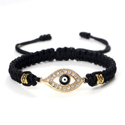 Buddha Stones Evil Eye Keep Away Evil Spirits String Bracelet Bracelet BS Black&Black Evil Eye Gold Border