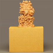 Buddha Stones Handmade Thuja Sutchuenensis Wood Eighteen Arhats Statue Purify Decoration