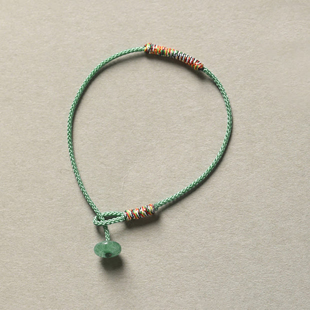 FREE Today: Keep Vigorous Tibetan Handmade Green Aventurine Luck Braided Rope Bracelet