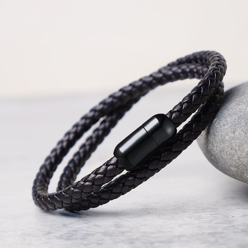 Buddha Stones Genuine Leather Red String Protection Magnetic