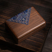Buddha Stones Vintage Handmade Black Walnut Wood Jewelry Storage Box With Mirror