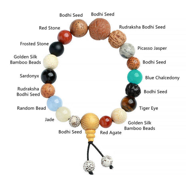 Buddha Stones Bodhi Seed Agate Wisdom Harmony Wrist Mala Bracelet Bracelet BS 6
