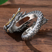 Buddha Stones 925 Sterling Silver Vintage Dragon Design Protection Strength Adjustable Ring Ring BS 9