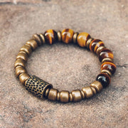 Buddha Stones Tiger Eye Stone Copper Protection Bracelet Bracelet BS 18cm