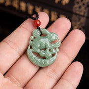 Year of the Rabbit Jade Luck Crescent Mooon Necklace Pendant Necklaces & Pendants BS 3