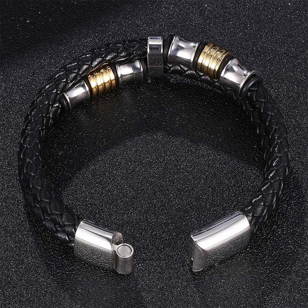 Buddha Stones Layered Leather Weave Fortune Bracelet Bracelet BS 18