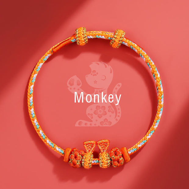 Buddha Stones Handmade Year of the Dragon Cute Chinese Zodiac Luck Braided Bracelet Bracelet BS Monkey(Wrist Circumference 14-18cm)