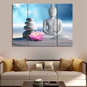 Buddha Stones Sitting Meditation Buddha Lotus Blessing Compassion Balance Cairn Zen Rocks Wall Art