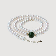 Buddha Stones 925 Sterling Silver Natural Pearl Hetian Jade Aquamarine Wisdom Sincerity Necklace Pendant Bracelet Bracelet Necklaces & Pendants BS 7