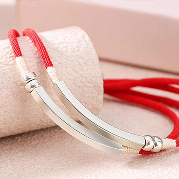 Buddha Stones 925 Sterling Silver Red String Layered Braid Bracelet Bracelet BS 14