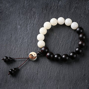 Buddha Stones Ebony YinYang Protection Bracelet Decoration Bracelet BS 1