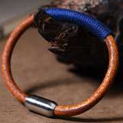 Buddha Stones Tibetan Leather Handmade Five Elements Luck Braid String Buckle Bracelet Bracelet BS 9