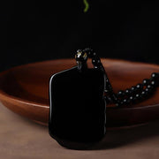 Buddha Stones Black Obsidian Elephant Protection String Necklace Pendant Key Chain Necklaces & Pendants BS 9