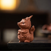 Buddha Stones Luck Dragon Wealth Tea Pet Purple Clay Figurine Decoration Decorations BS 10