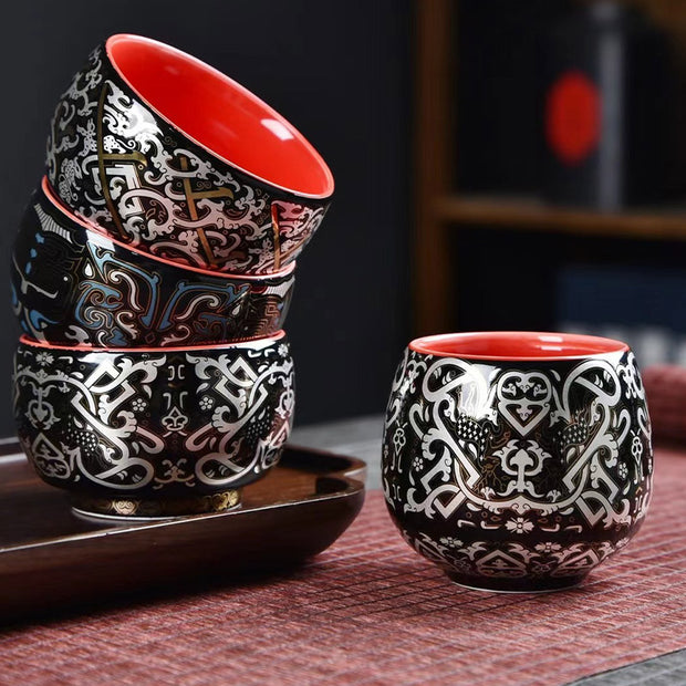Buddha Stones Lucky Mythological Creature Taotie Ceramic Teacup Kung Fu Tea Cup