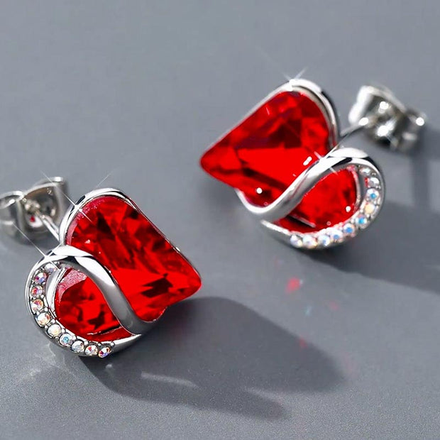 Natural Various Gemstone Birthstone Crystal Love Stud Earrings (Extra 40% Off | USE CODE: FS40) Earrings BS 1