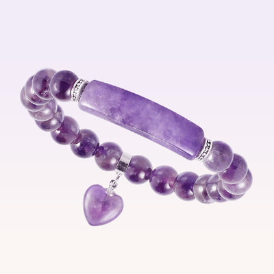 Buddha Stones Natural Quartz Love Heart Healing Beads Bracelet Bracelet BS Amethyst