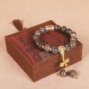 Buddha Stones Tibet Om Mani Padme Hum Prayer Wheel Dorje Vajra Engraved Glass Bead Wisdom Bracelet