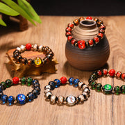 Buddha Stones Tibetan Five God of Wealth Thangka Liuli Glass Bead Chinese Zodiac Protection Bracelet