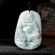 Buddha Stones Natural Jade Laughing Buddha Maitreya Buddha Luck String Necklace Pendant Necklaces & Pendants BS 5