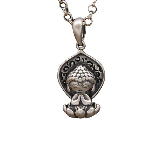 Buddha Stones 999 Sterling Silver Meditation Buddha Lotus Serenity Necklace Pendant Necklaces & Pendants BS 6