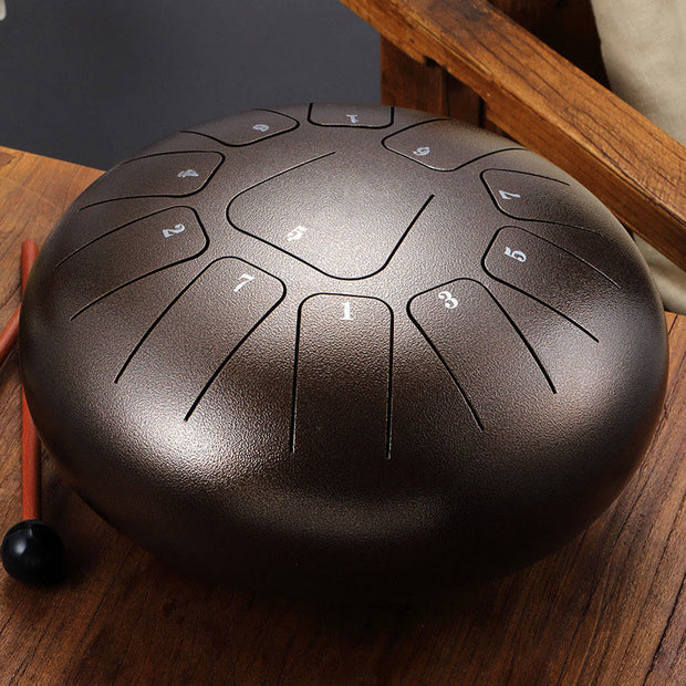 Buddha Stones Steel Tongue Drum Sound Healing Mindfulness Meditation Yoga Drum Kit 11 Note 8 Inch Tongue Drum BS RosyBrown