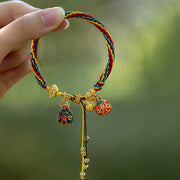 Buddha Stones Gold Swallowing Beast Family Luck Reincarnation Knot Colorful String Bracelet Bracelet BS 7