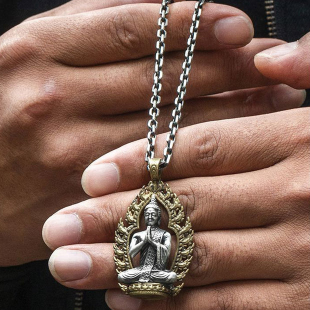 Buddha Stones Prayer Copper Wealth Luck Necklace Pendant Necklaces & Pendants BS 2