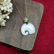 Buddha Stones White Jade Elephant Luck Fortune Necklace Pendant Necklaces & Pendants BS 1