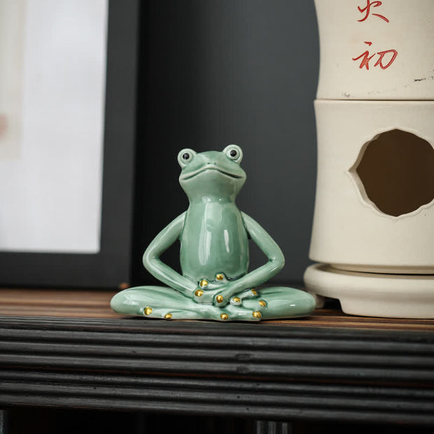 Buddha Stones Meditating Ceramic Zen Frog Statue Decoration Decorations BS 7