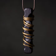 Buddha Stones Tibet Ebony Wood Copper Balance Peace Necklace Pendant Necklaces & Pendants BS main