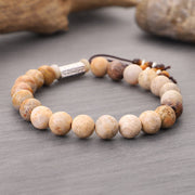 Buddha Stones Weathered Stone Om Mani Padme Hum Strengthen Bracelet Bracelet BS 7