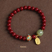 Buddha Stones Cinnabar Green Aventurine Fortune Protection Charm Bracelet Bracelet BS Purple Sand 6mm