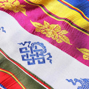 Buddha Stones Tibetan Lucky Blessing Multicolored Lotus Mantra Jacquard Khata Decoration