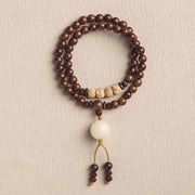 Buddha Stones Sandalwood Small Leaf Red Sandalwood Bodhi Seed Purification Double Wrap Bracelet