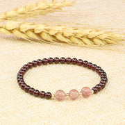 Buddha Stones Natural Garnet Strawberry Quartz Calm Bracelet Bracelet BS 7