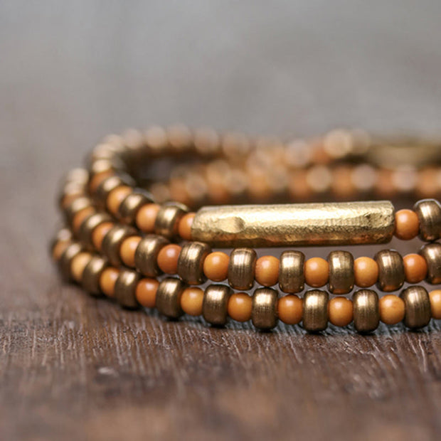 Buddha Stones Retro Olive Pit Copper Wealth Bracelet