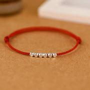 Buddhastoneshop 925 Sterling Silver Red String Braid Bracelet Anklet