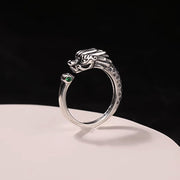Buddha Stones Vintage Dragon Design Success Strength Adjustable Ring